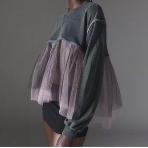 Silence + Noise Anastasia Tulle Sweatshirt Urban Outfitters gray purple